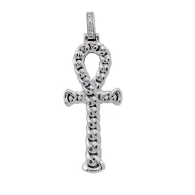 14K White Gold Unisex Cross Shaped Pendant