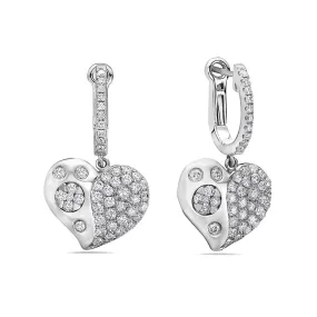 18K White Gold Ladies Earrings With 1.75 CT Diamonds