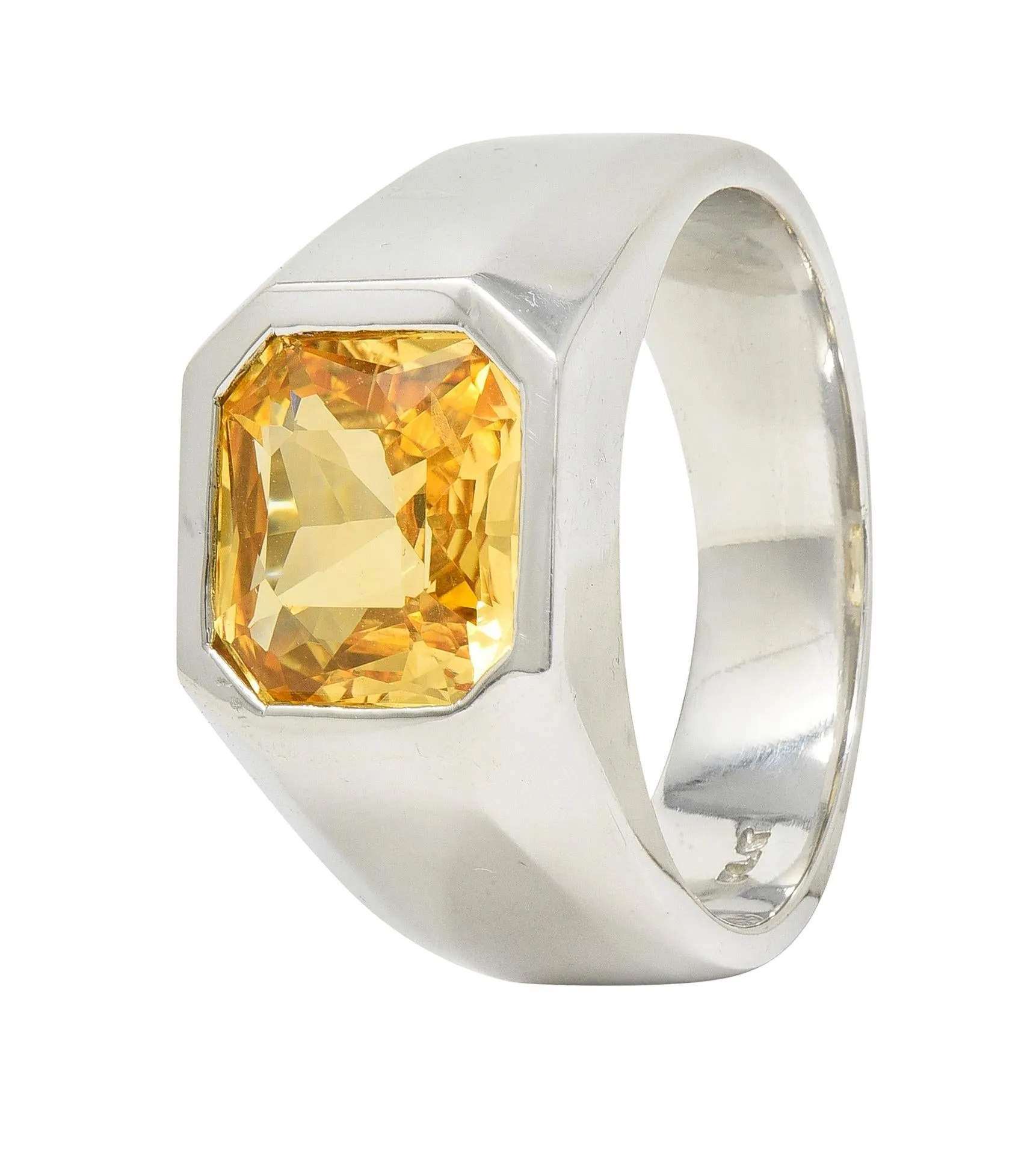 4.02 CTW No Heat Fancy Orangy Yellow Sri Lanka Ceylon Sapphire Unisex Ring GIA