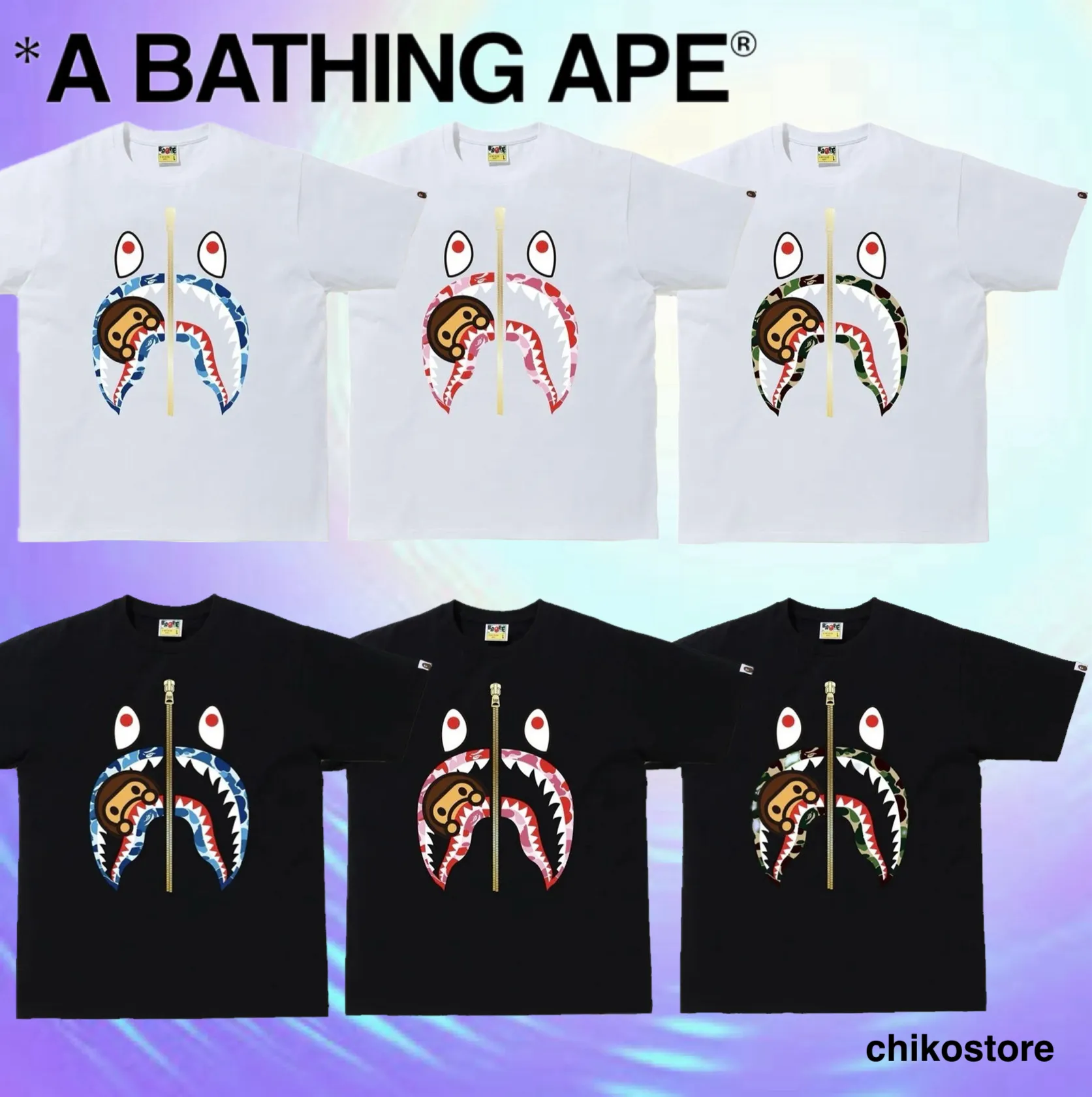 A BATHING APE  |Crew Neck Unisex Cotton Short Sleeves Logo