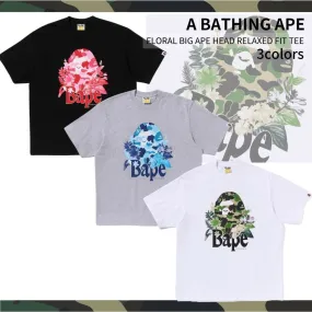 A BATHING APE  |Crew Neck Unisex Plain Other Animal Patterns Cotton