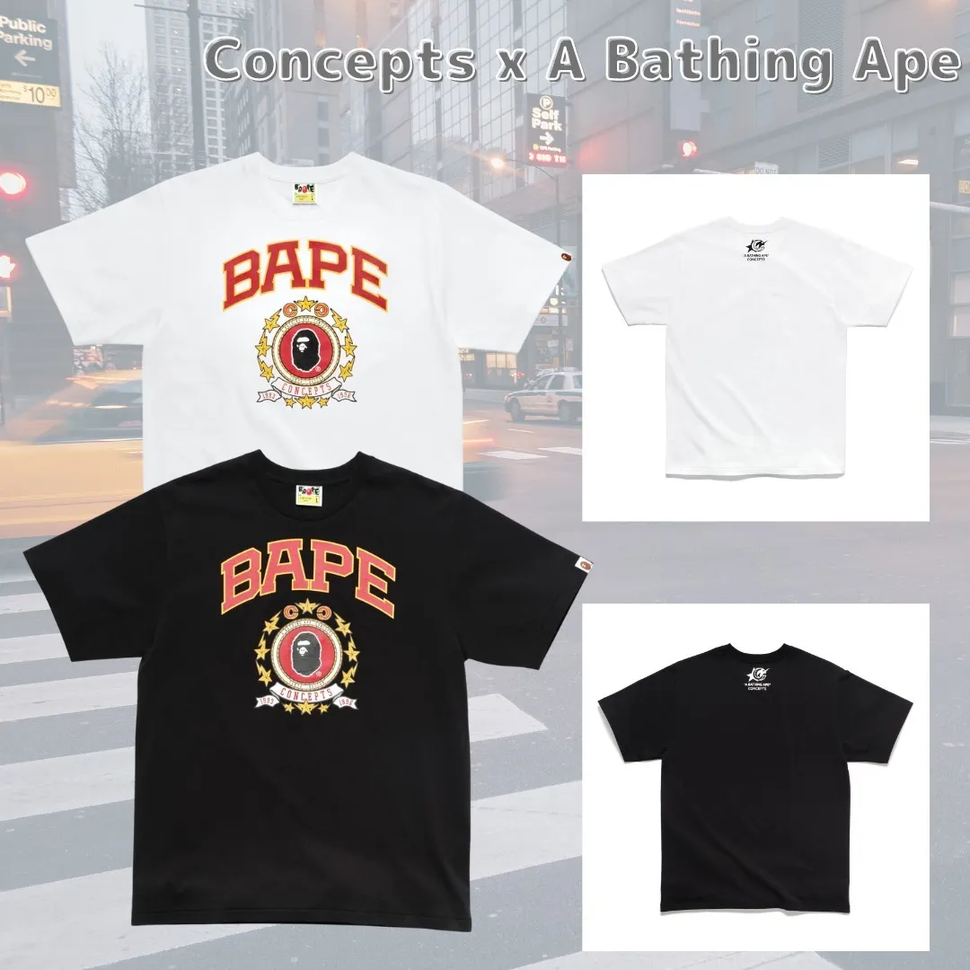 A BATHING APE  |Crew Neck Unisex Street Style Collaboration