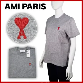 AMI PARIS  |Heart Unisex Street Style Short Sleeves Logo Designers