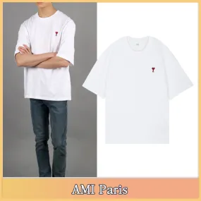 AMI PARIS  |Unisex Street Style Cotton Logo Designers T-Shirts