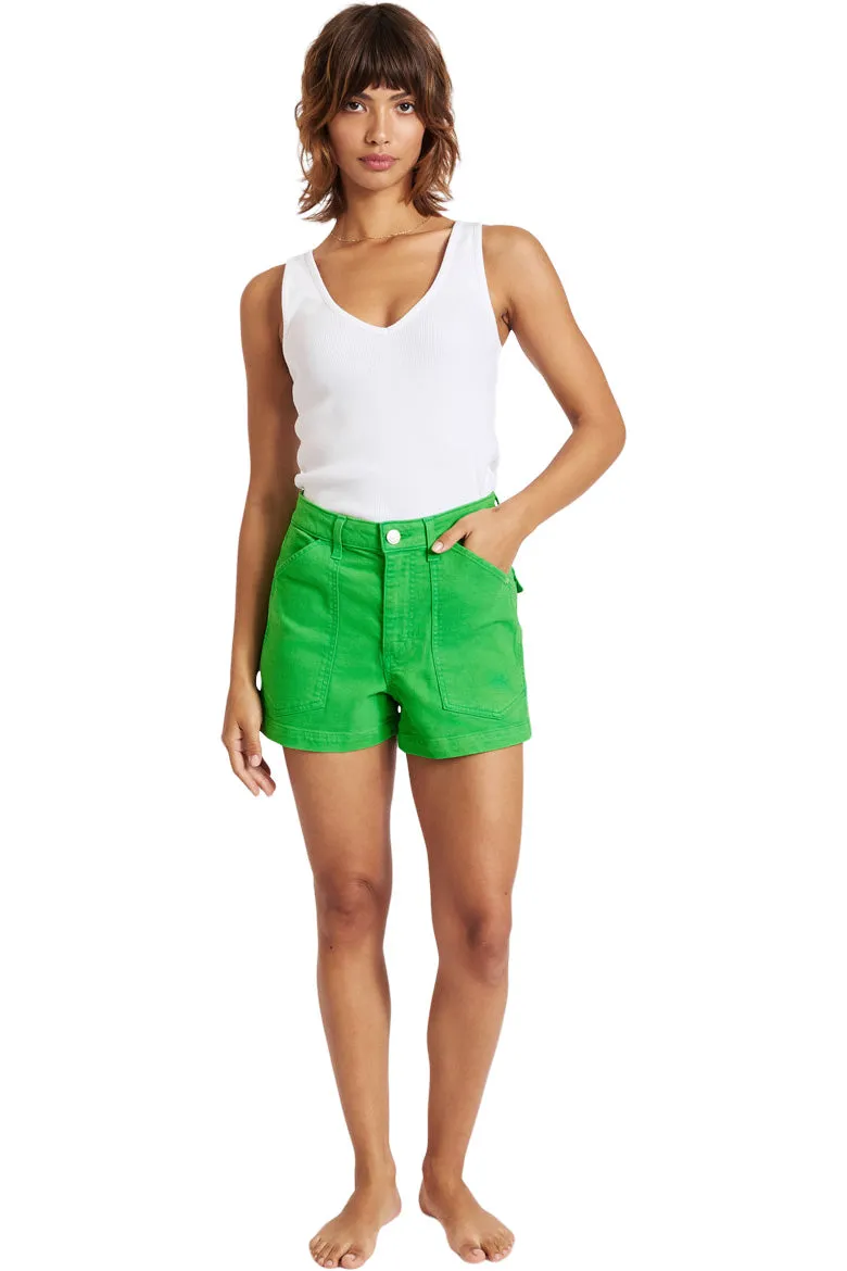 AMO Denim Severine Cargo Shorts in Grass