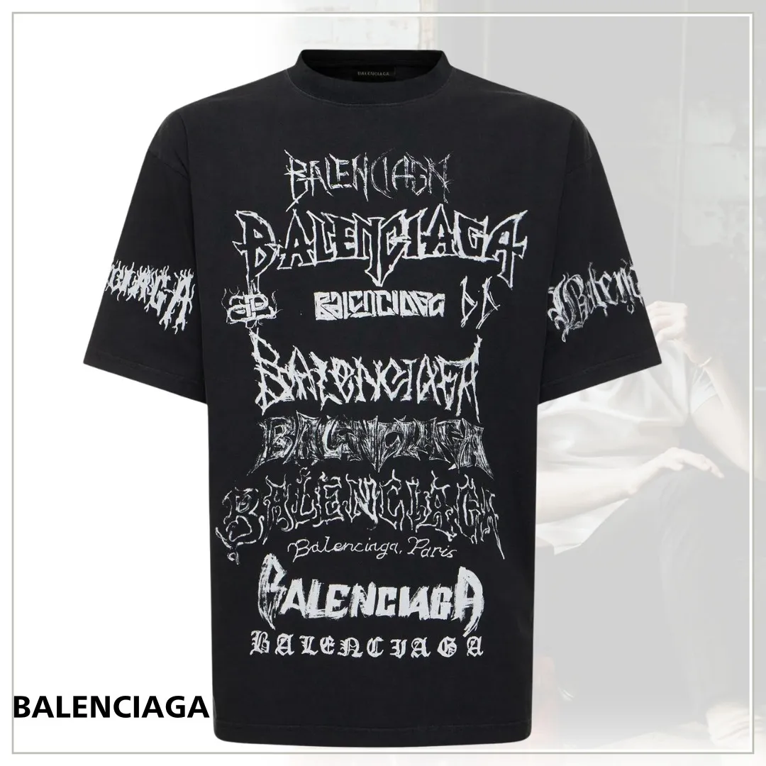 BALENCIAGA  |Unisex U-Neck Cotton Short Sleeves Logo Luxury T-Shirts