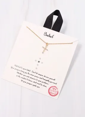 Belief CZ Cross Necklace GOLD