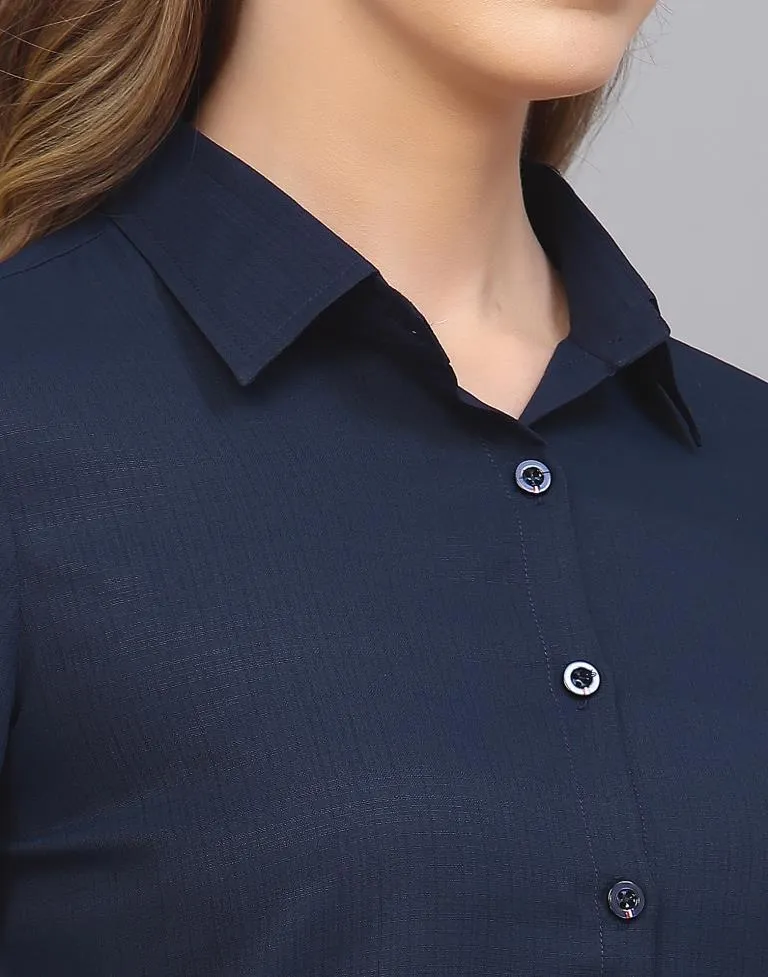 Blue Cotton Plain Shirt