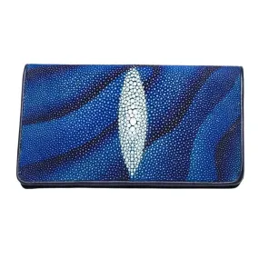 Blue Stingray Skin Leather Long Wallet