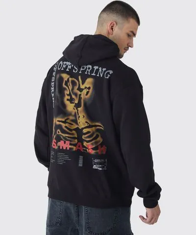 boohoo Mens Tall Oversized The Offspring License Back Print Hoodie