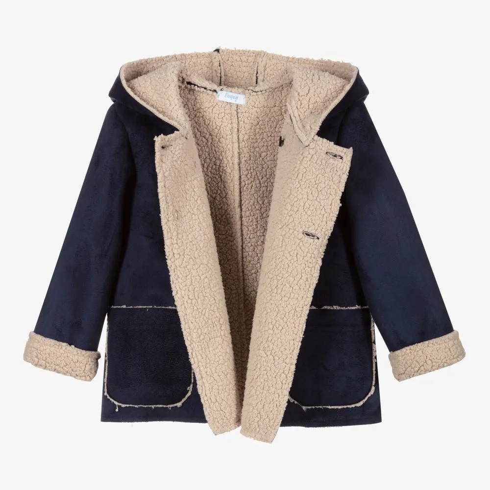 Boys Blue Faux Suede Coat 