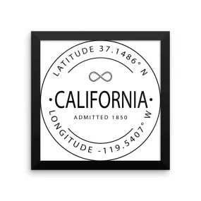 California - Framed Print - Latitude & Longitude