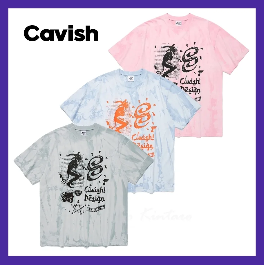 CAVISH  |Unisex Street Style Tie-dye Logo T-Shirts