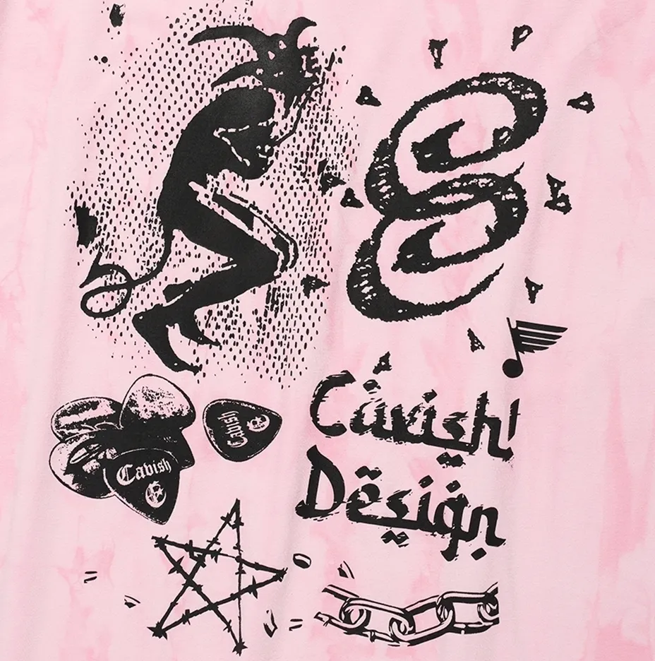 CAVISH  |Unisex Street Style Tie-dye Logo T-Shirts