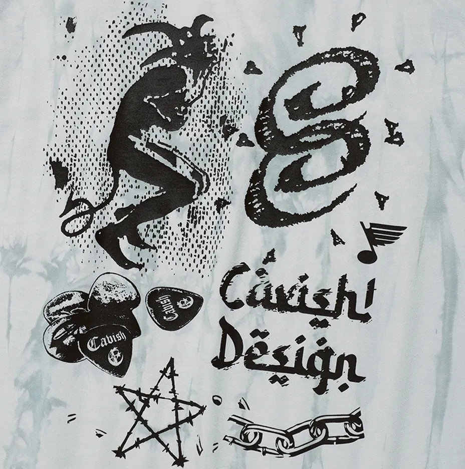 CAVISH  |Unisex Street Style Tie-dye Logo T-Shirts