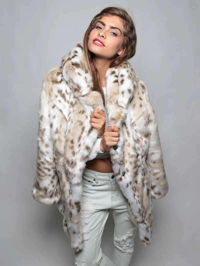 Classic Siberian Snow Leopard Faux Fur Coat