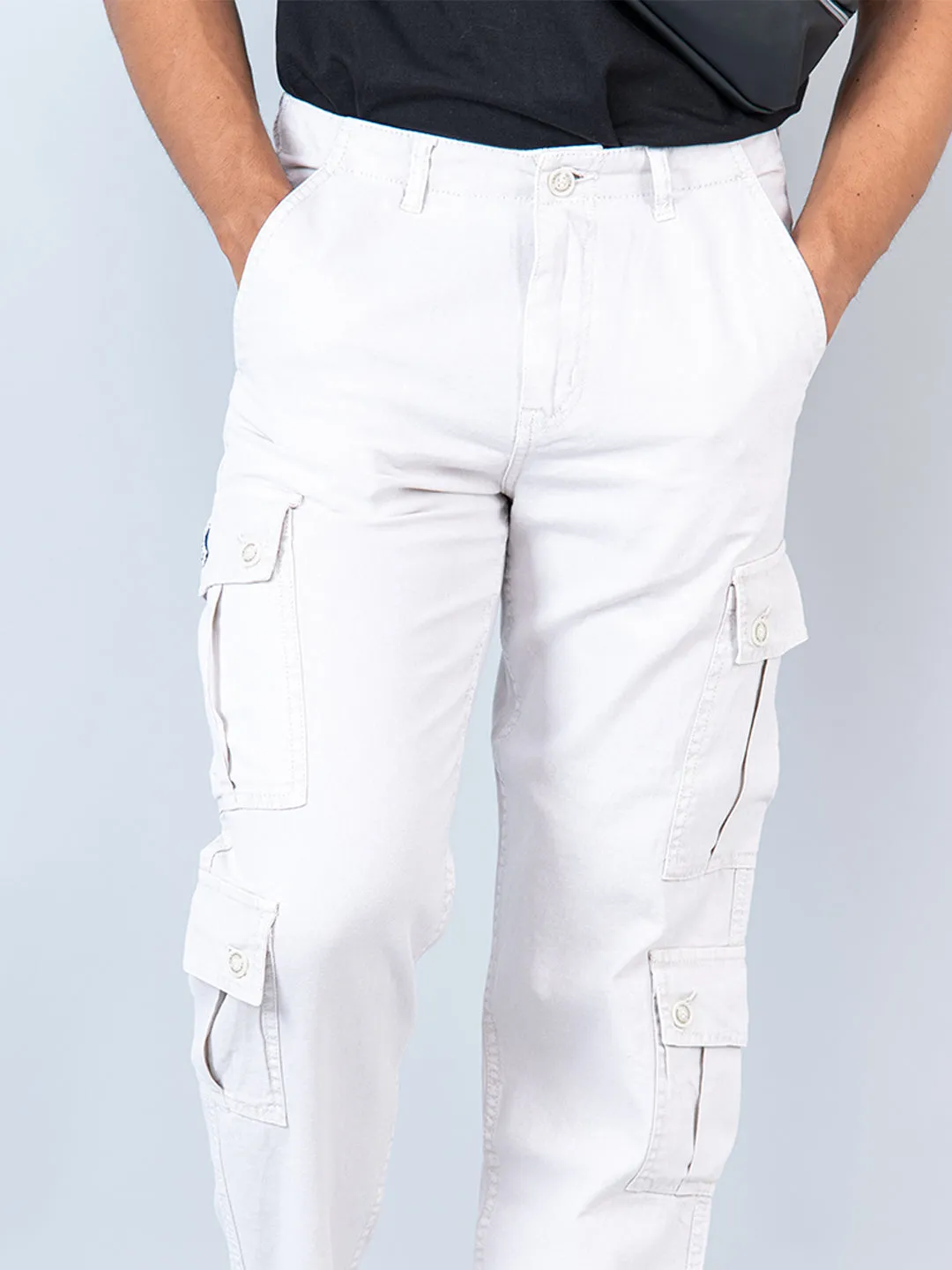 Cream Matty Linen Non Lycra Mens Cargo Pants