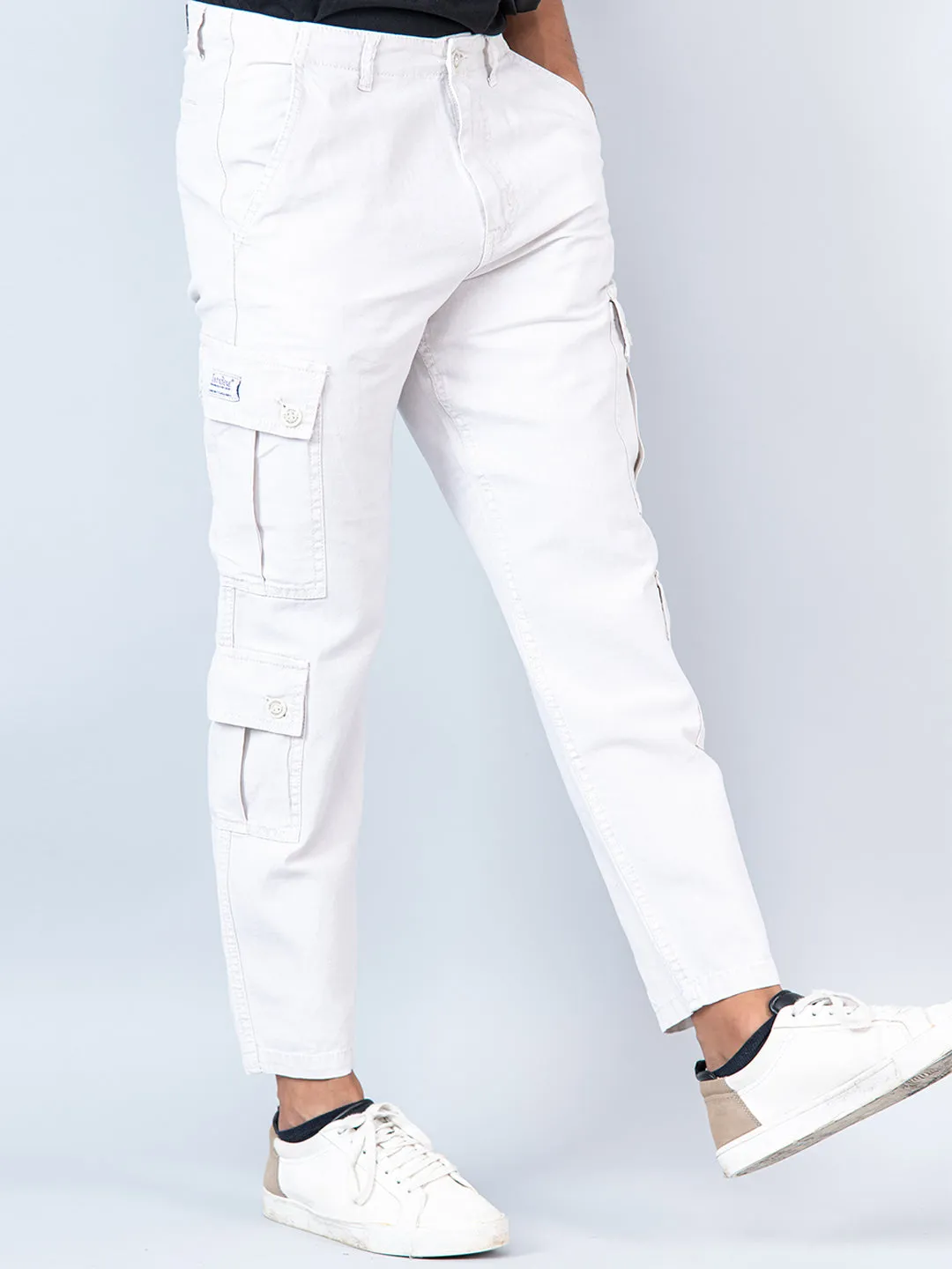 Cream Matty Linen Non Lycra Mens Cargo Pants