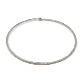 Crystal Mesh Station Choker Rhodium Plated