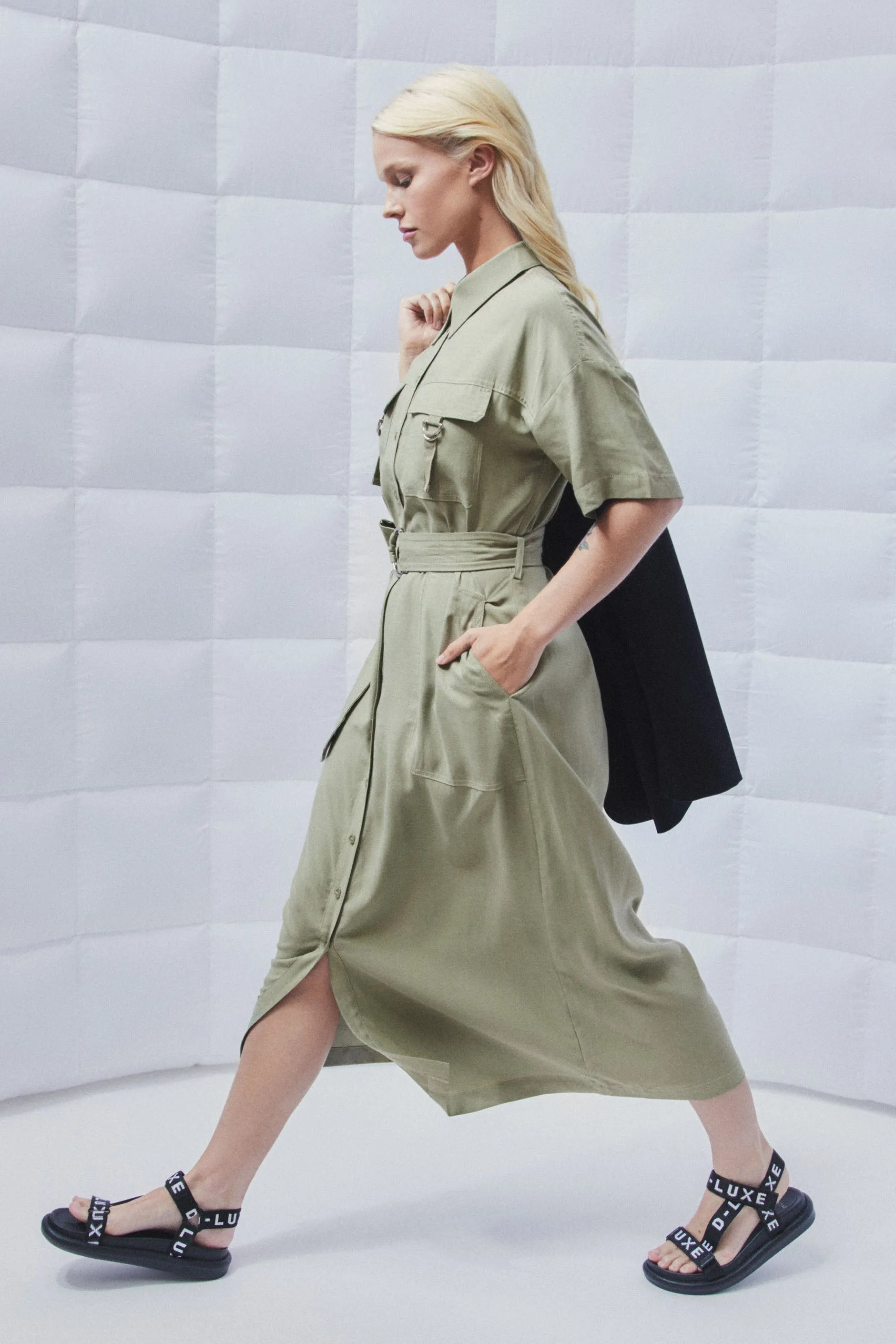 D-Luxe Cargo Pocket Midi Dress