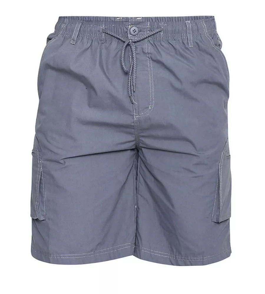 D555 Big Mens Grey Cargo Shorts With Shaped Leg Pockets (NICK GREY)