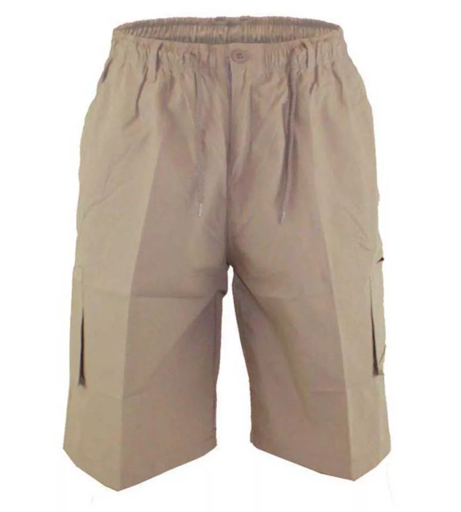 D555 Big Mens Sand Cargo Short With Shaped Leg Pockets (NICK SAND)