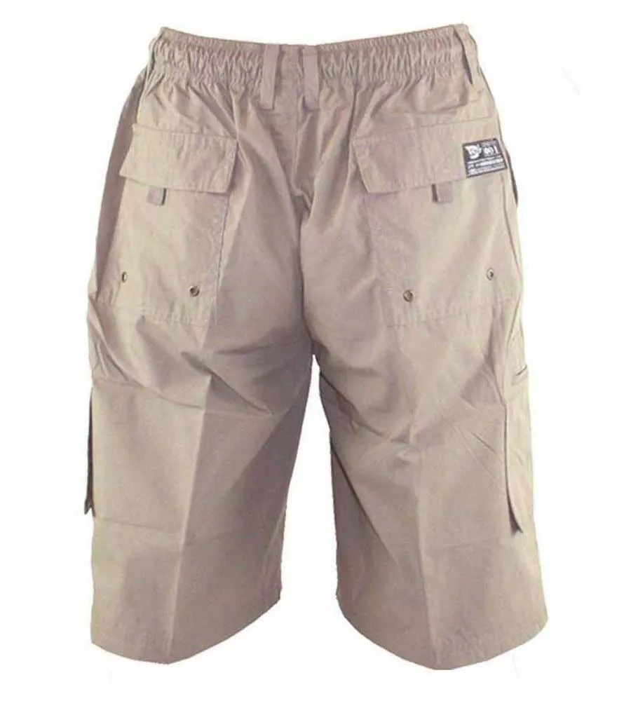 D555 Mens Sand Cargo Short With Shaped Leg Pockets (NICK)