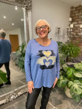 Denim Brushstroke Heart Knit Patsy