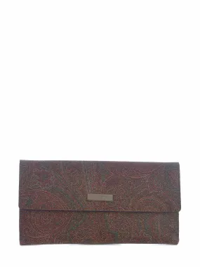 Etro Logo Plaque Paisley Print Flap Wallet