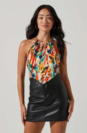 Evalina Abstract Print Halter Top