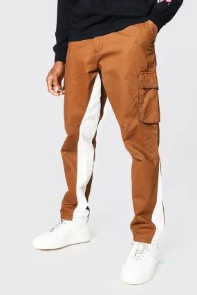 Fixed Waist Straight Contrast Panel Cargo