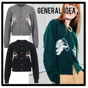 GENERAL IDEA  |Unisex Street Style Collaboration Logo Cardigans