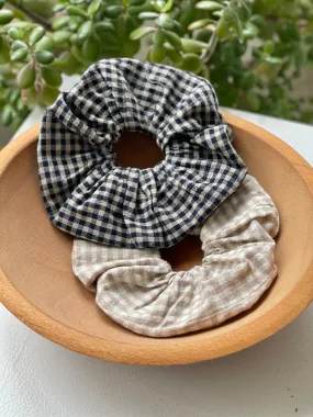 Gingham Linen Scrunchies