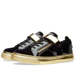 Giuseppe Zanotti Gold Sole Single Clasp Low SneakerNavy