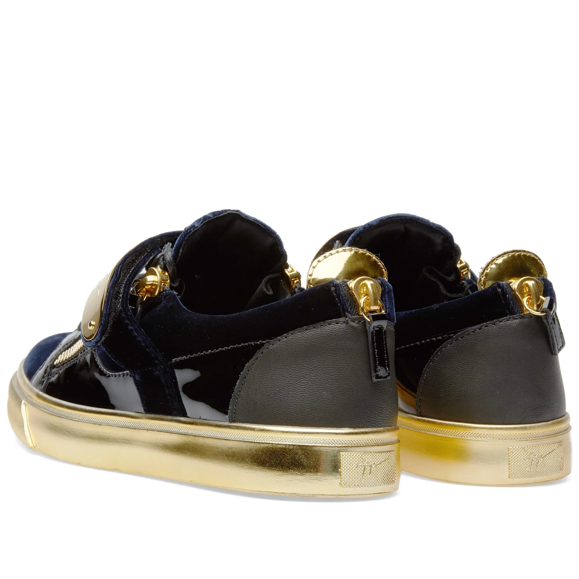 Giuseppe Zanotti Gold Sole Single Clasp Low SneakerNavy