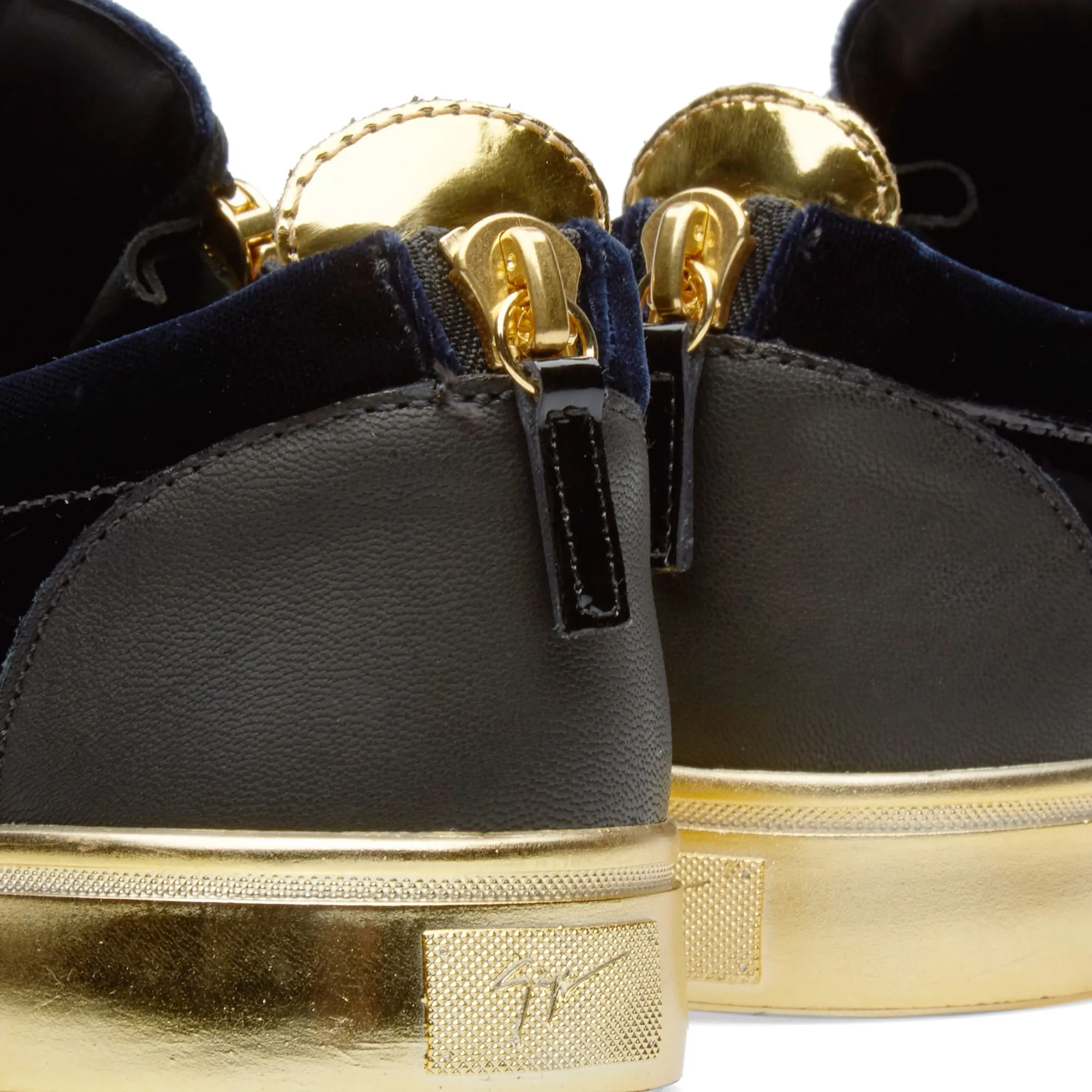 Giuseppe Zanotti Gold Sole Single Clasp Low SneakerNavy