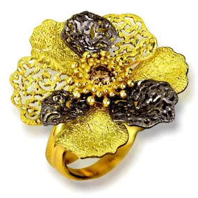 Gold Coronaria Ring with Champagne Diamond