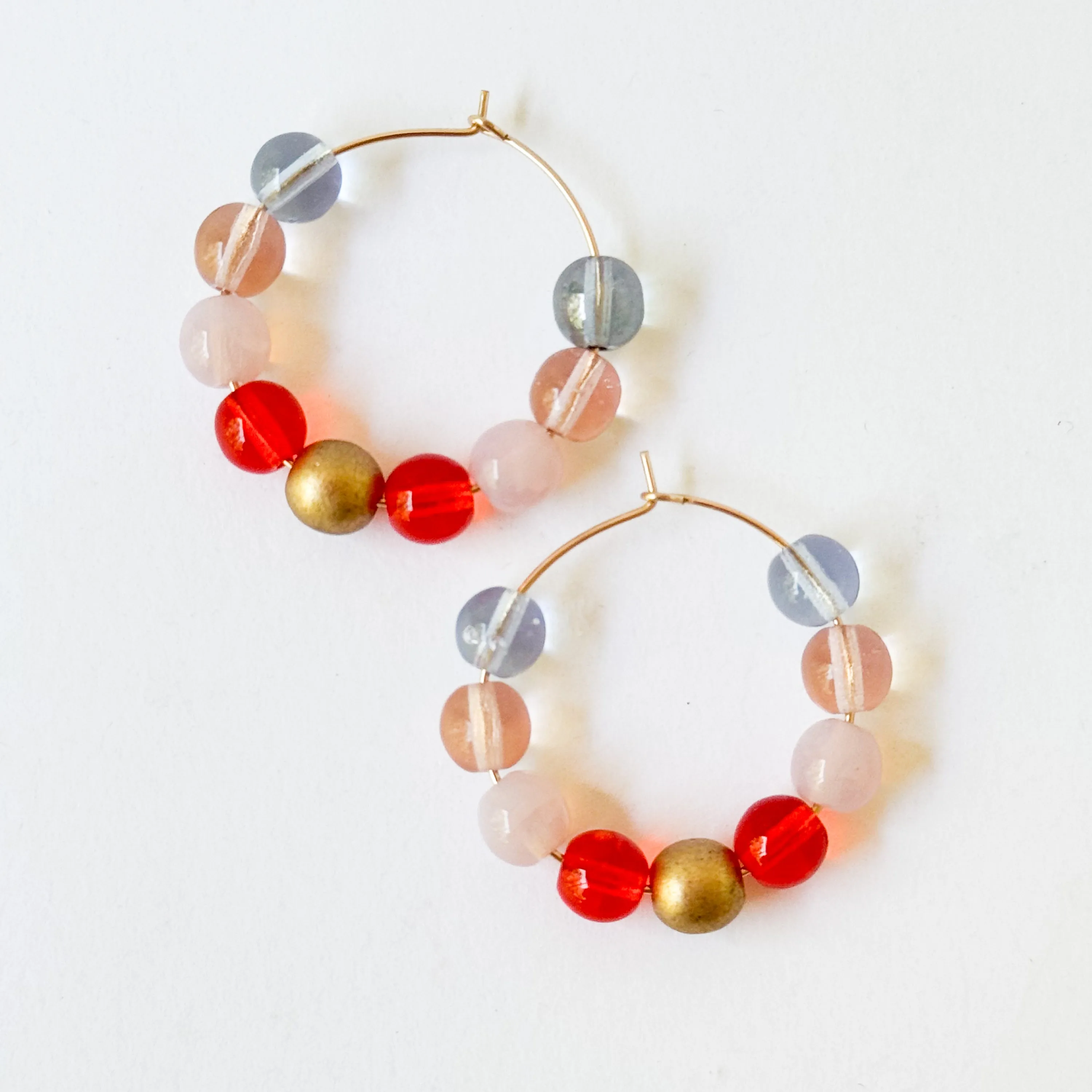 Gold Filled Hoops with Big Beads - WS