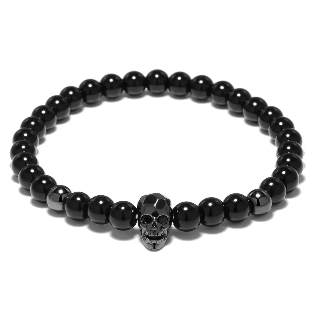 Hematite Elegance Unisex Skull Bracelet