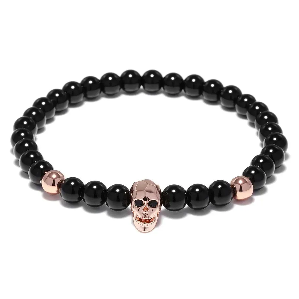 Hematite Elegance Unisex Skull Bracelet