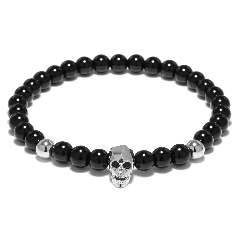 Hematite Elegance Unisex Skull Bracelet