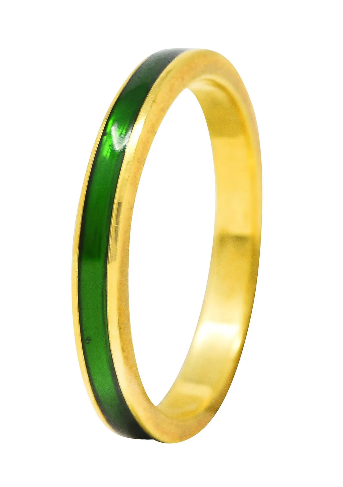 Hidalgo Vintage Green Enamel 18 Karat Yellow Gold Unisex Eternity Band Ring