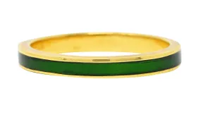 Hidalgo Vintage Green Enamel 18 Karat Yellow Gold Unisex Eternity Band Ring