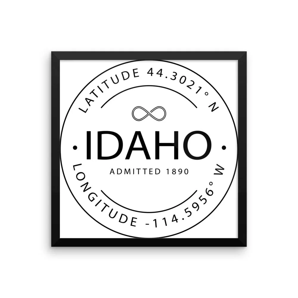 Idaho - Framed Print - Latitude & Longitude