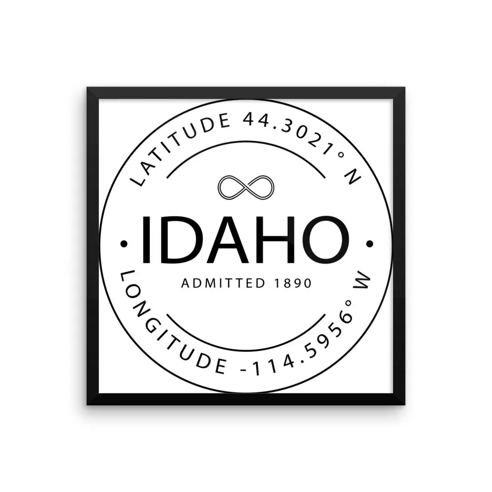 Idaho - Framed Print - Latitude & Longitude