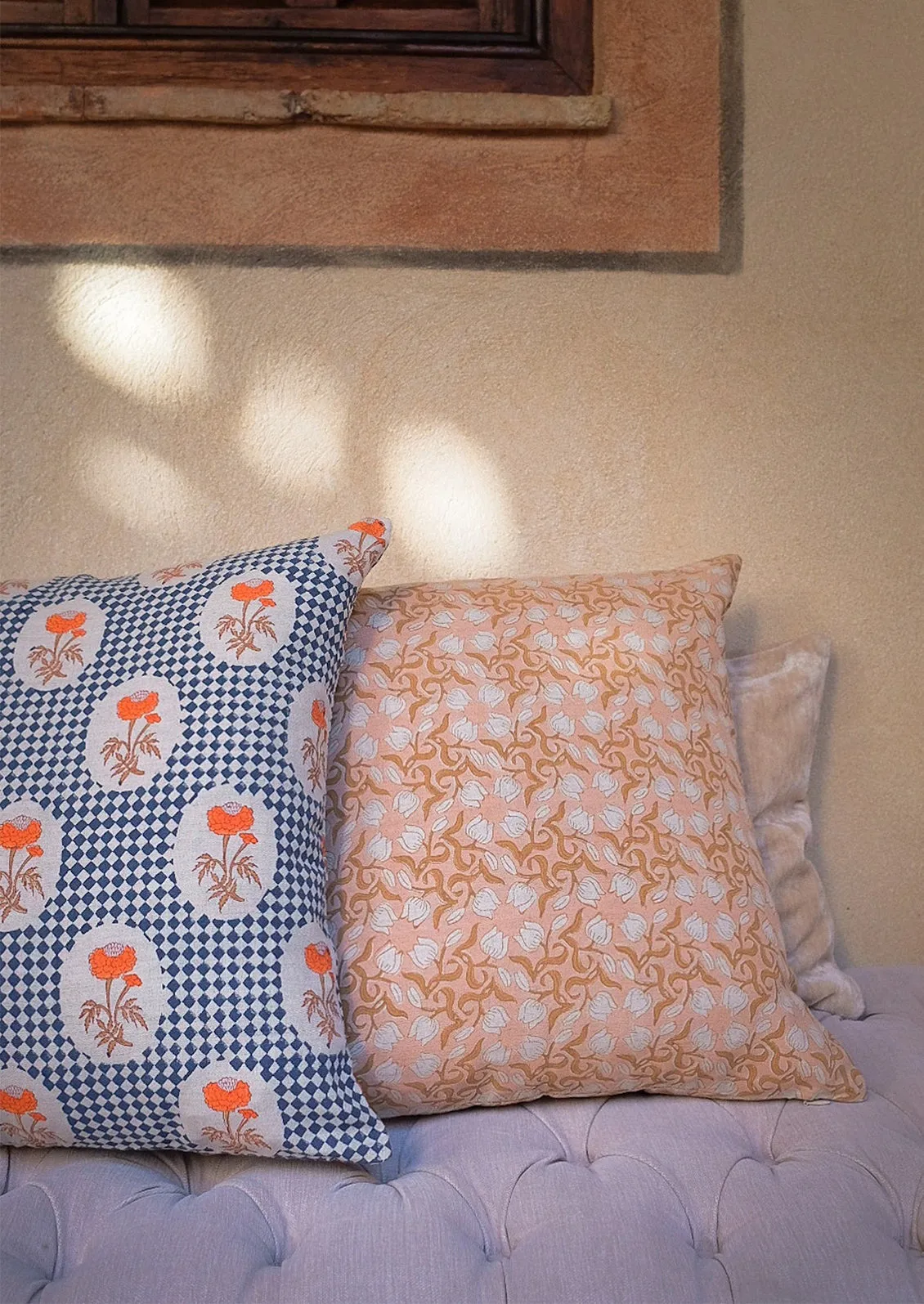 Kaberi Block Print Linen Pillow