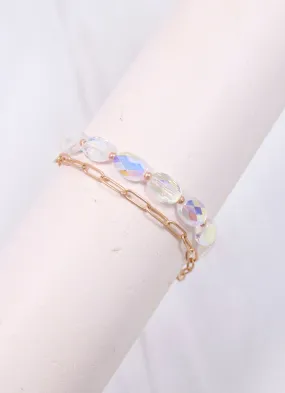 Levrand Bead and Link Bracelet OPAL