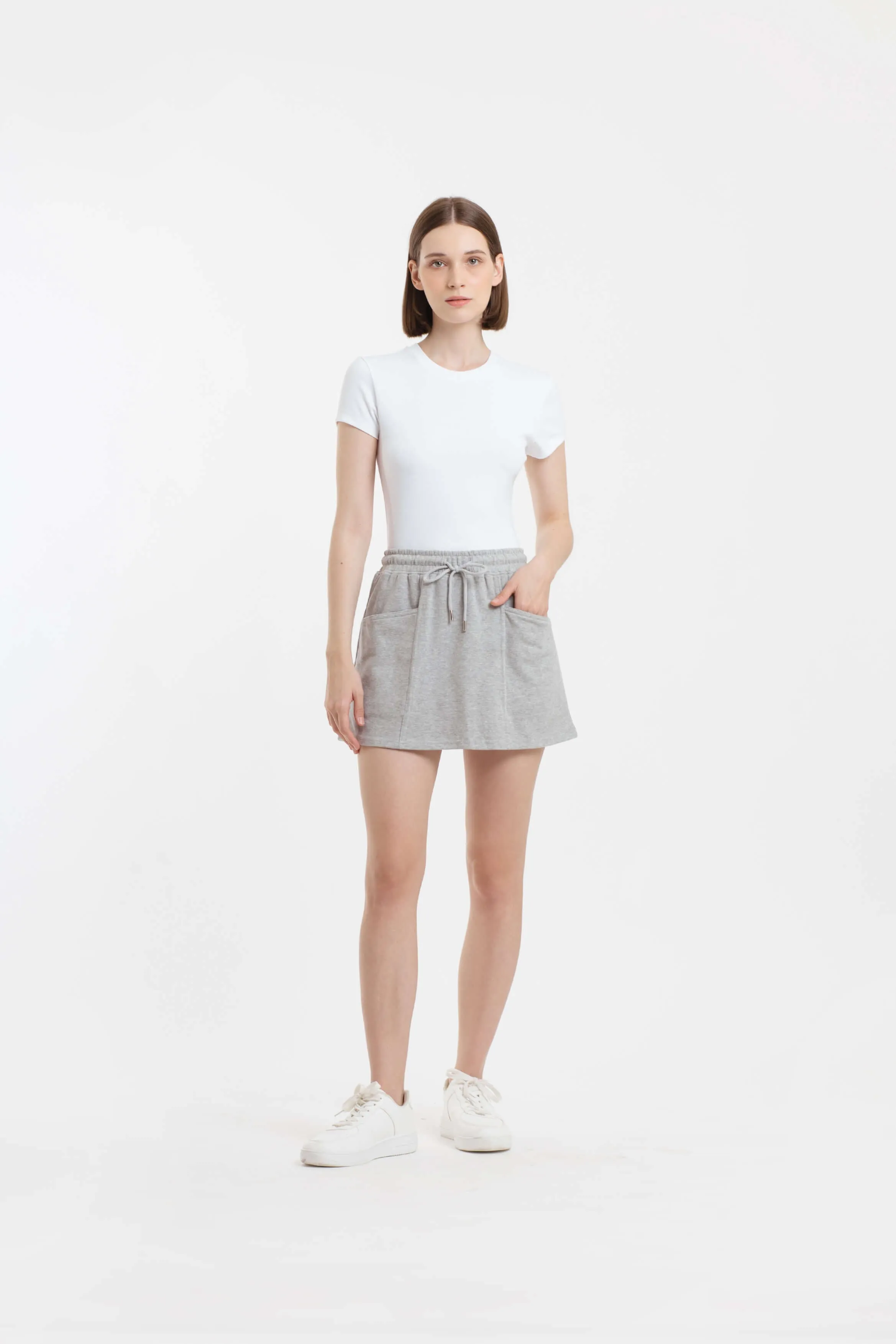 Light Grey Jersey Cargo Skirt