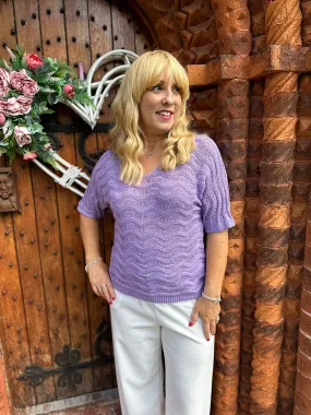 Lilac Wavy Knit Short Sleeve Sharon