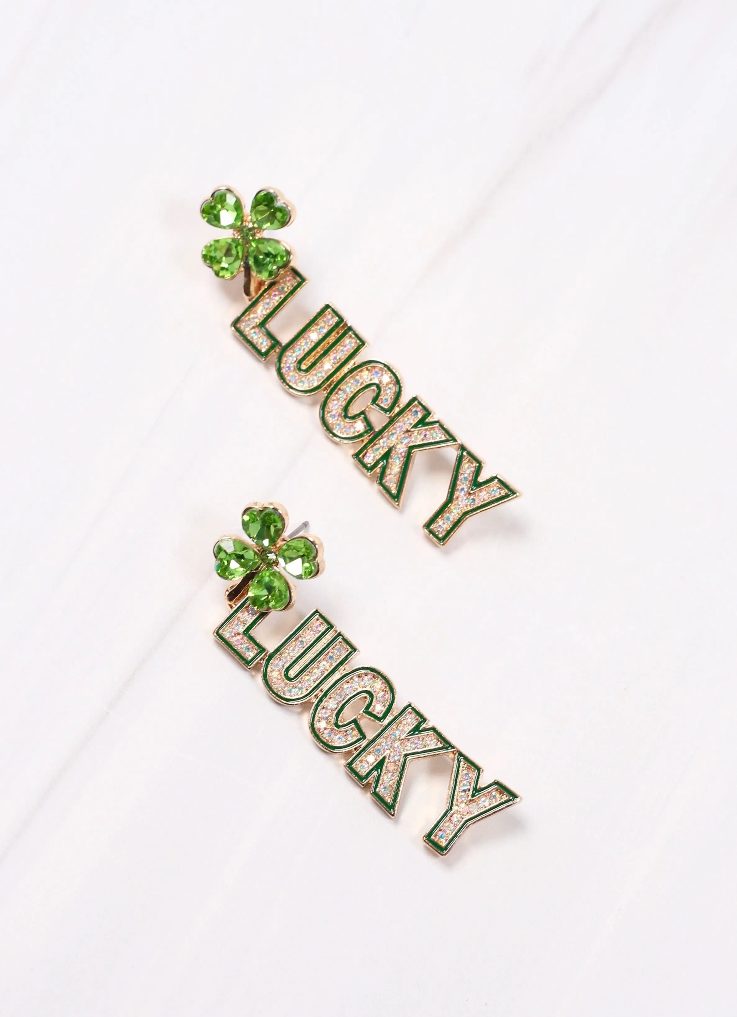 Lucky CZ Drop Earring GREEN